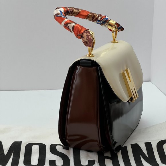 ❤️MOSCHINO❤️ Redwall Tricolor Polished Leather Bag Italy - Picture 5 of 16
